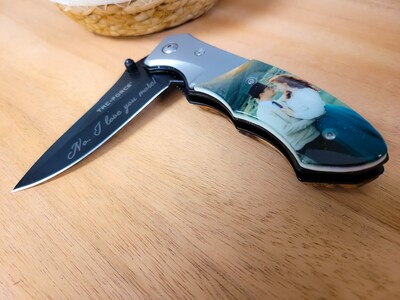 Personalized Pocket Knife - Pocket Knife with Photo Handle - Memorial Gift for Men - Dad Knife - Dad Personalized Gift - valentines Day men - image5